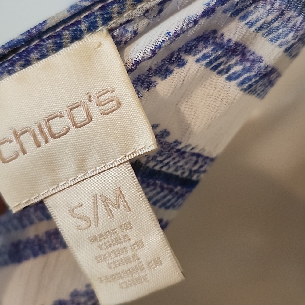 Chico's Blue and White Chevron Swim Coverup - Picture 4 of 4